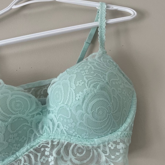 NWOT PINK Victoria’s Secret Floral Lace Bralette, Mint Green - Picture 5 of 8